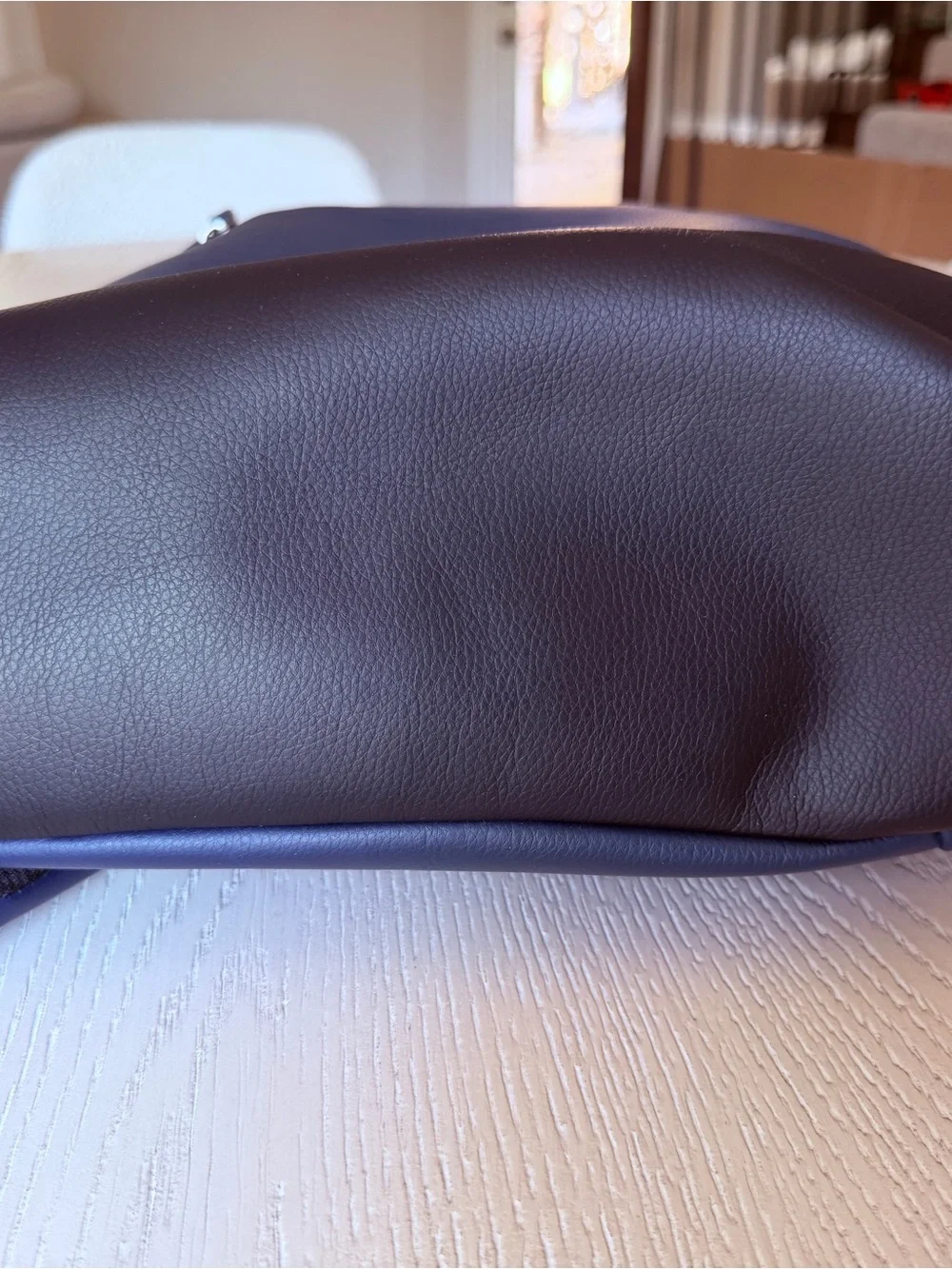 Vessel brand Men's Navy Faux-Leather Backpack with Front Zip Pocket